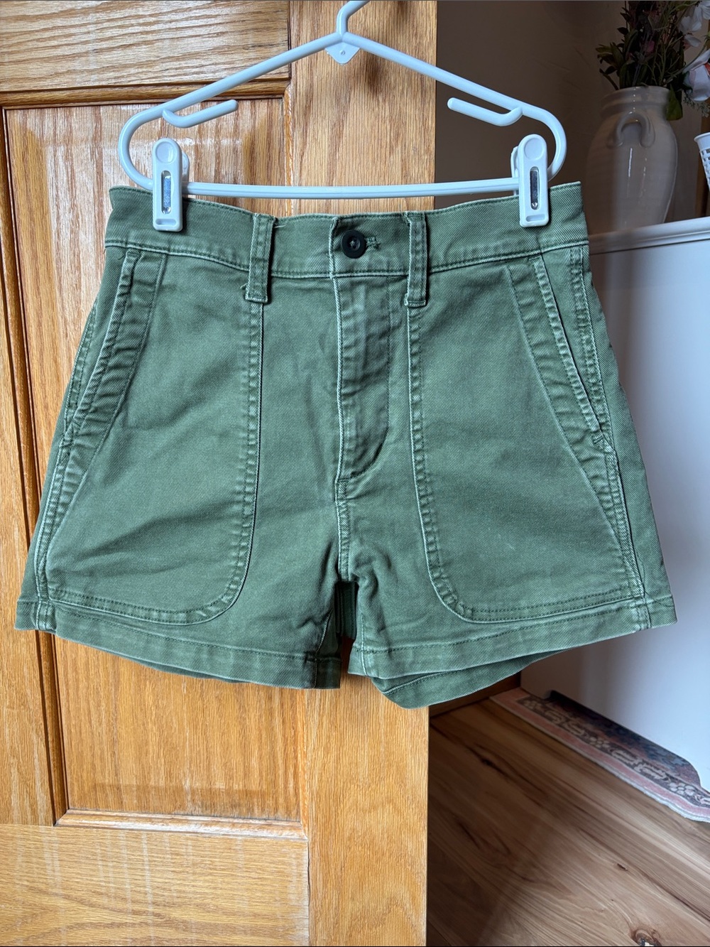 Madewell Olive Green High-Waist Utility Shorts